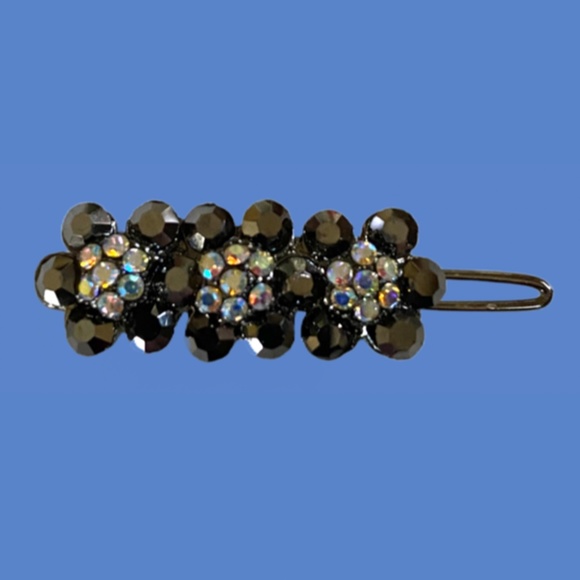 Trio of Petite Crystal Floral Design Barrettes - Picture 5 of 6